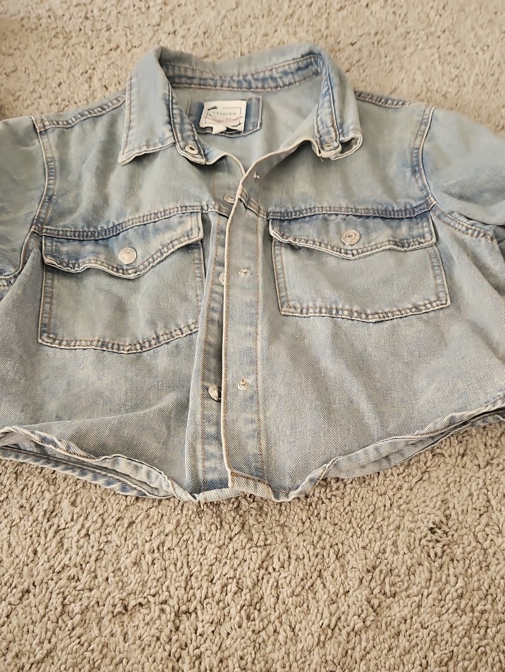 Stoosh Light Blue Cropped Denim Jacket